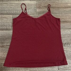 Red tank with lace detail